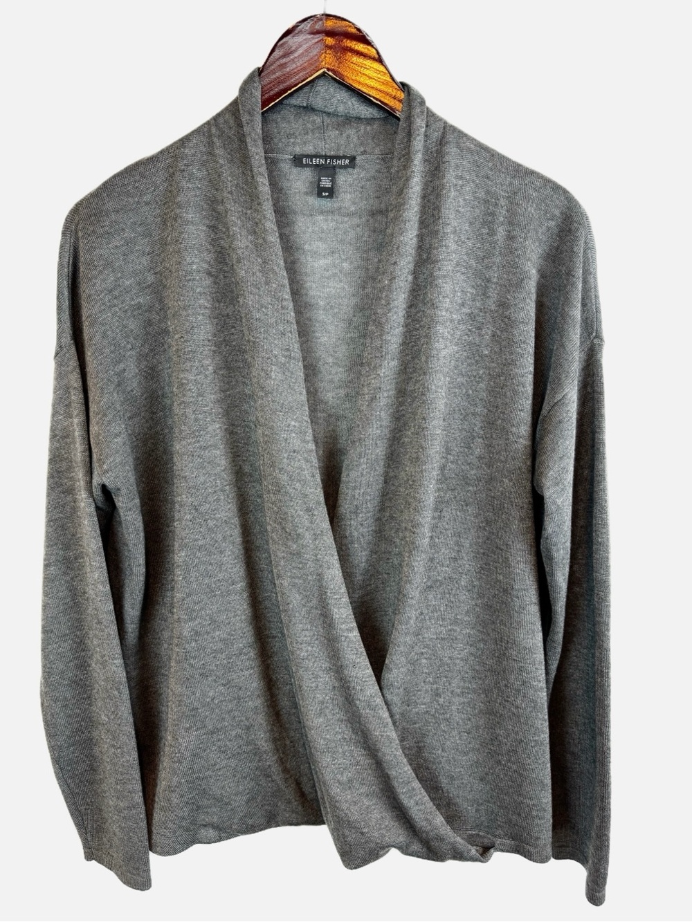 Eileen Fisher | Gray Faux Wrap Sweater, S